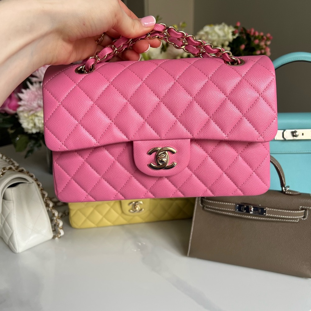 Chanel classic flap pink small